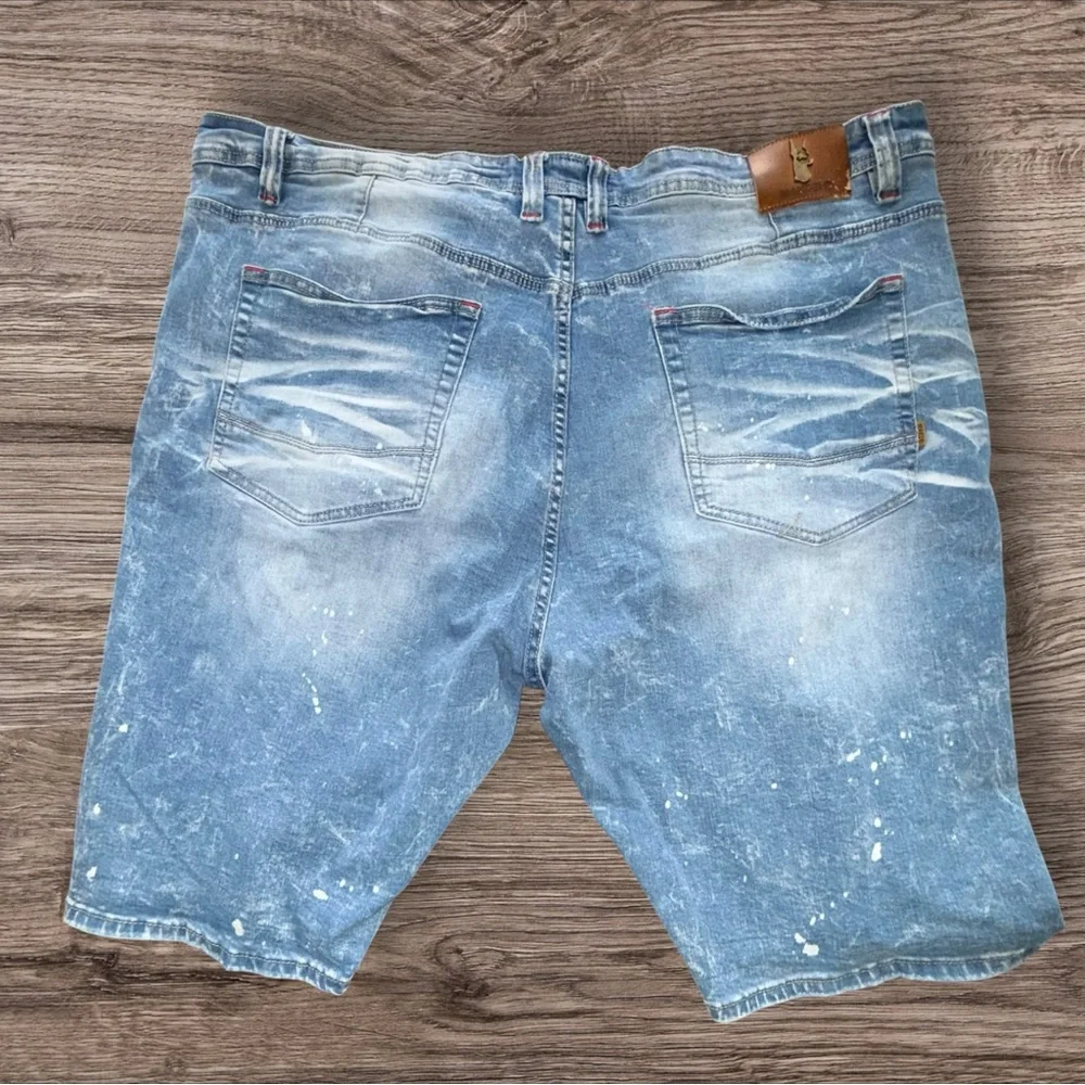 Makobi‎ Denim Shorts Mens 46 Distressed Light Wash Stretch Streetwear Jean